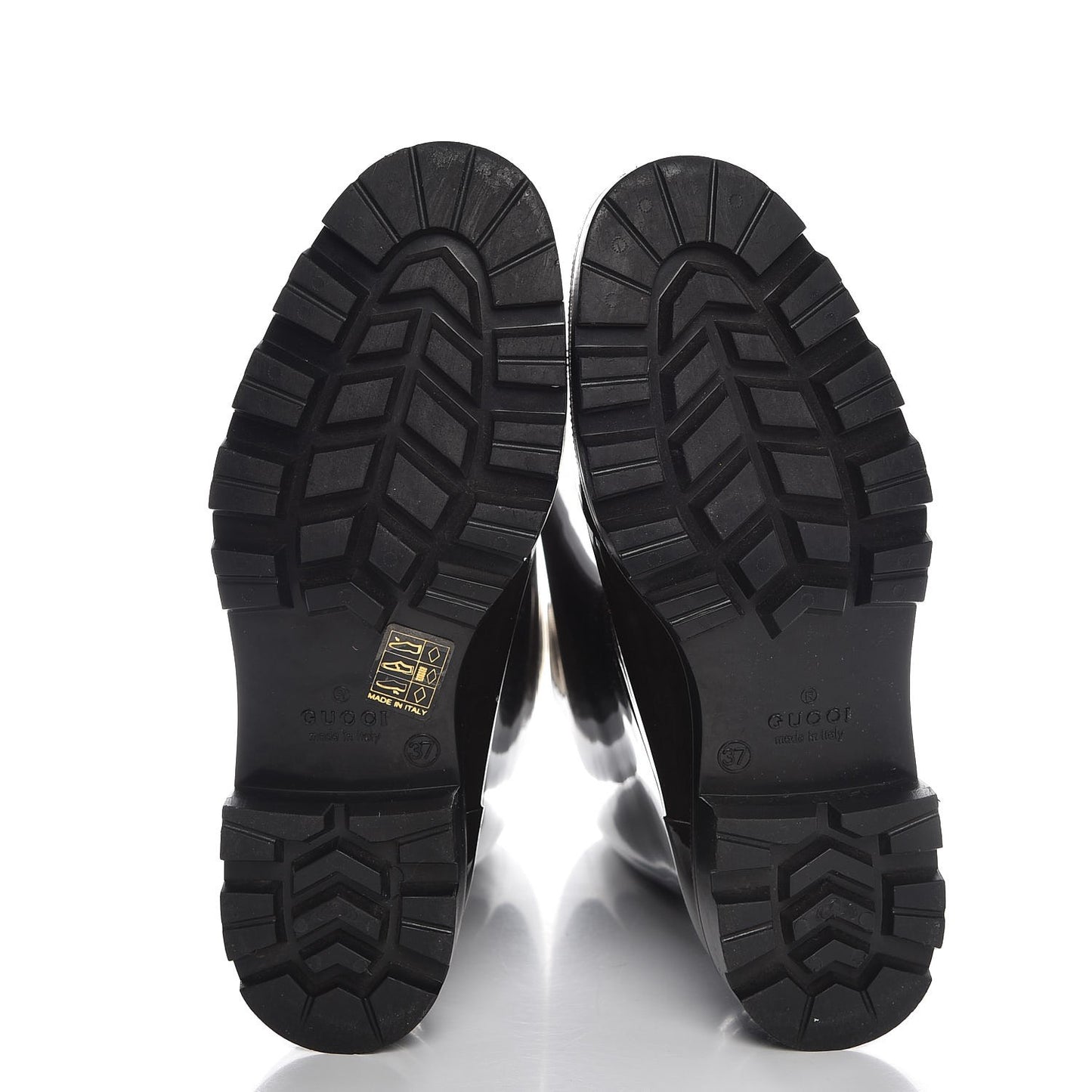 Rubber Monogram Flat Boots 37 Black