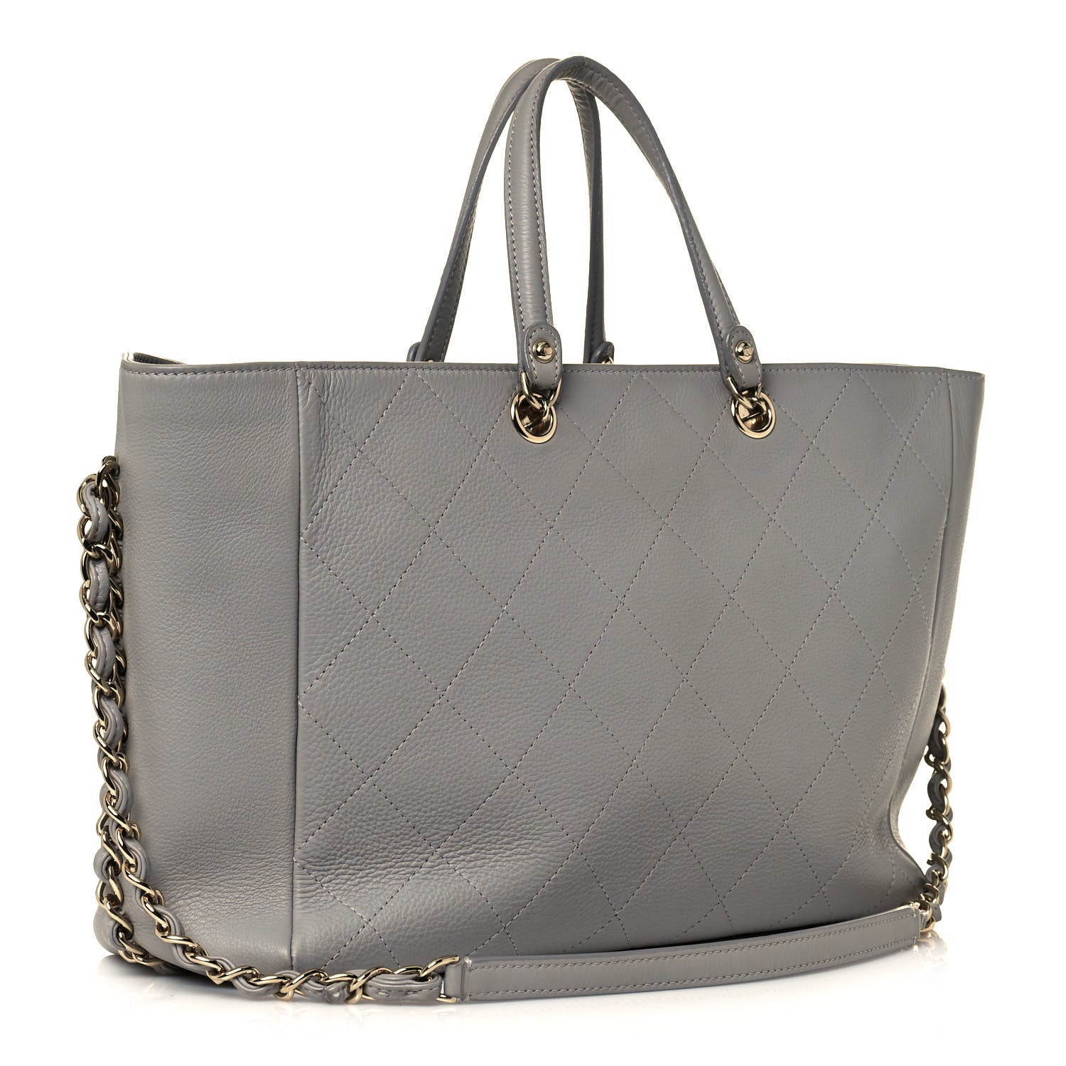 Chanel Bullskin Stitched Medium Shopping Bag Grey 3 of 16