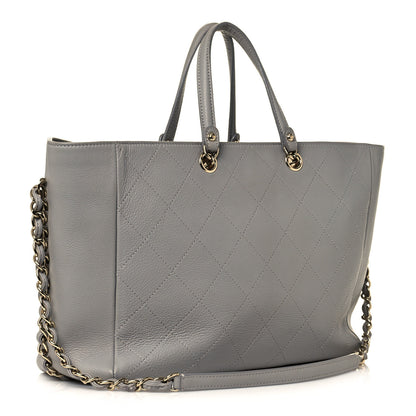 Chanel Bullskin Stitched Medium Shopping Bag Grey 3 of 16