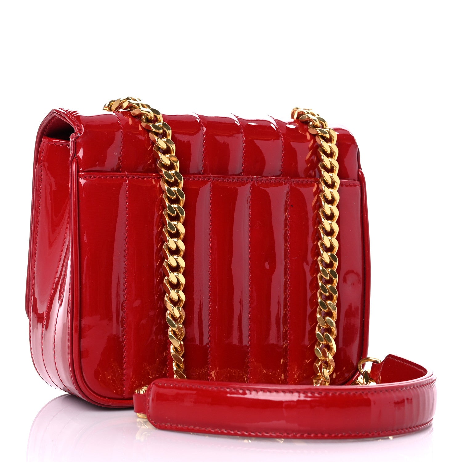 Saint Laurent Patent Matelasse Monogram Small Vicky Chain Bag Red 3 of 17