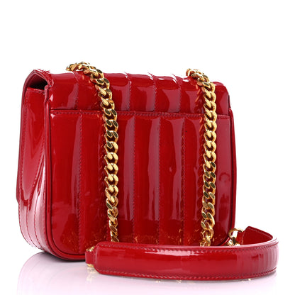 Saint Laurent Patent Matelasse Monogram Small Vicky Chain Bag Red 3 of 17