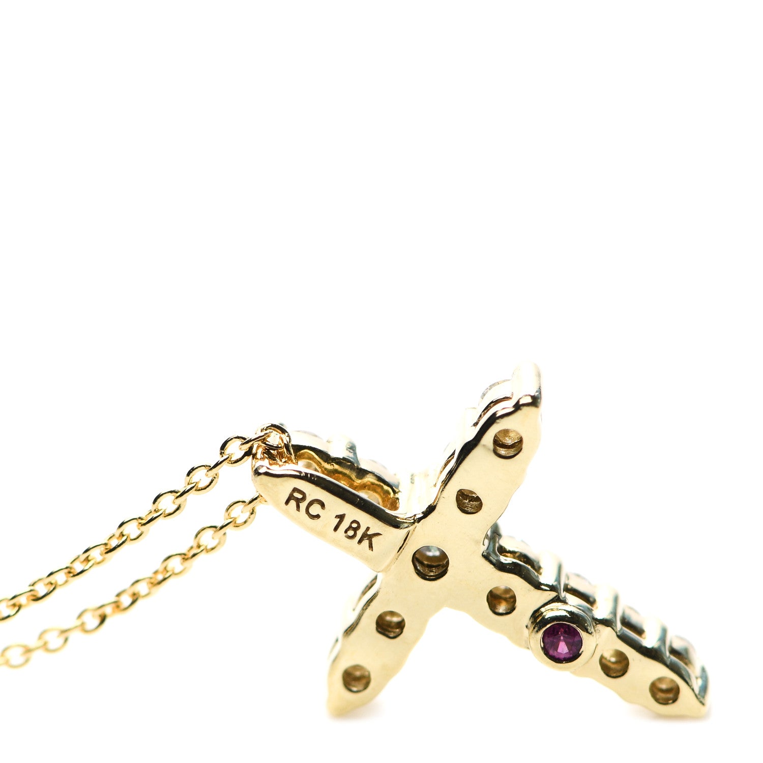Roberto Coin 18K Yellow Gold Diamond .39ctw Cross Pendant Necklace 4 of 5
