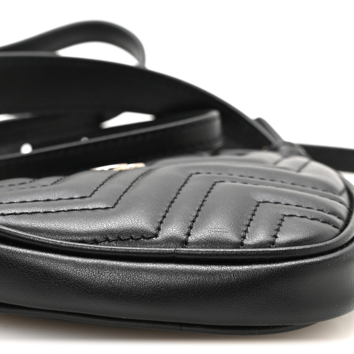 Calfskin Matelasse Diagonal Mini Interlocking G Heart Shoulder Bag Black