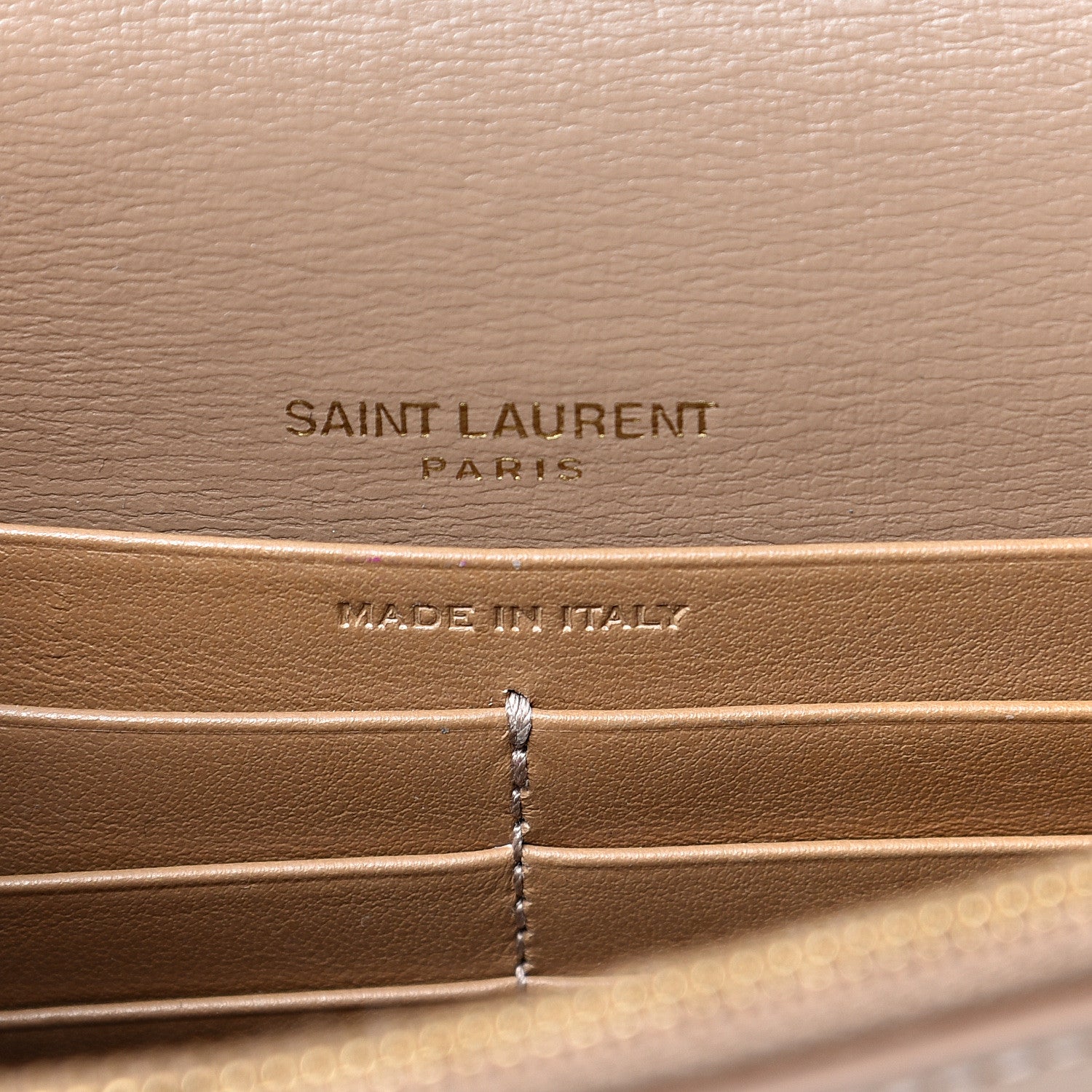 Saint Laurent Calfskin Monogram Sunset Chain Wallet Dark Beige 5 of 10