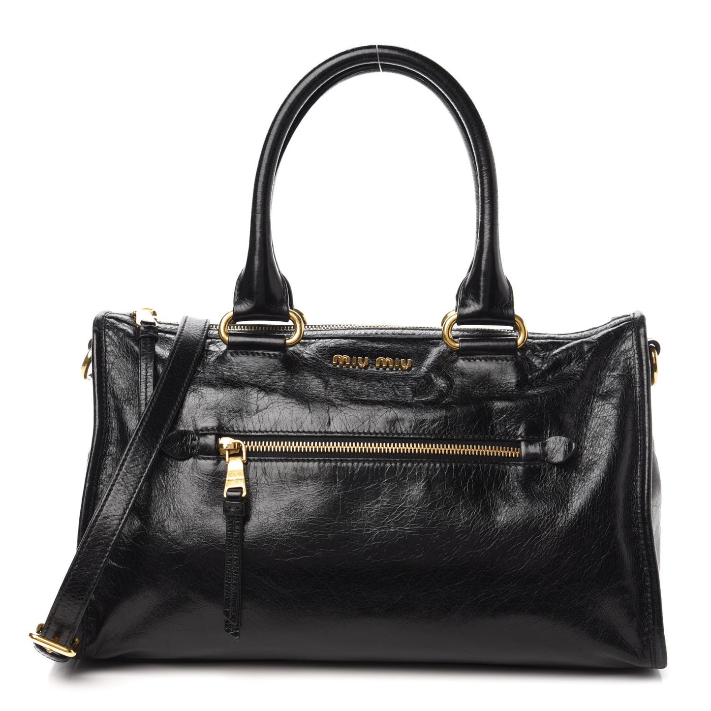 Vitello Shine Zip Tote Black