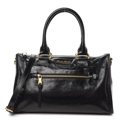 Miu Miu Vitello Shine Zip Tote Black 1 of 9
