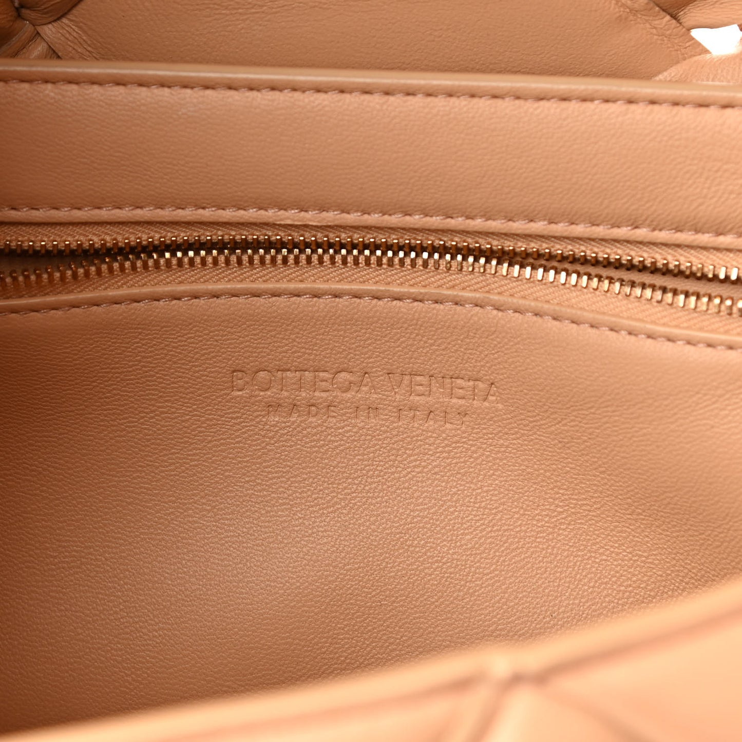 Nappa Intreccio Padded Top Handle Shoulder Bag Almond