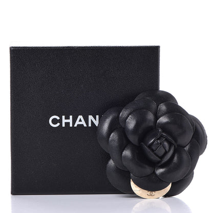 Chanel Lambskin Camellia Brooch Black 5 of 5