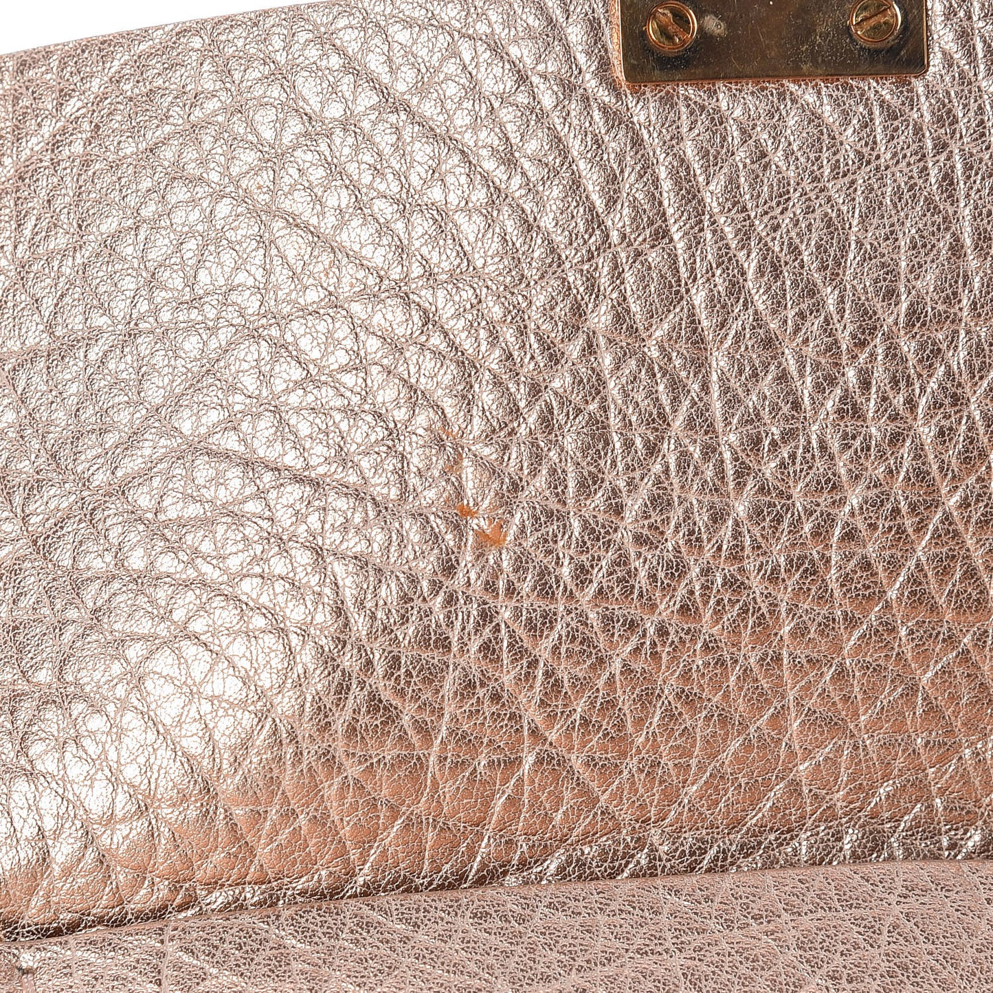 Metallic Grained Goatskin Drew Shoulder Bag Rose Gold