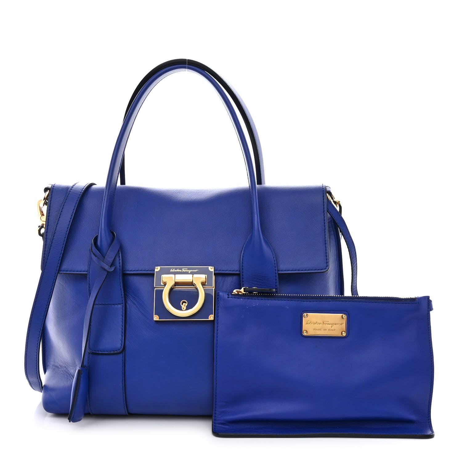 Salvatore Ferragamo Calfskin Sookie Shoulder Bag Blue 1 of 13