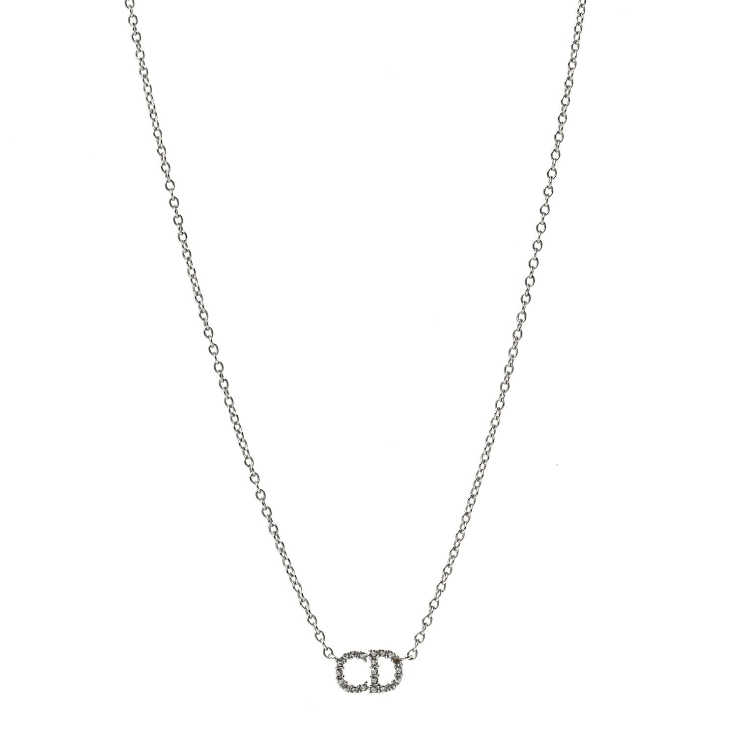 Christian Dior Metal Crystal Clair D Lune Necklace Silver 1 of 5