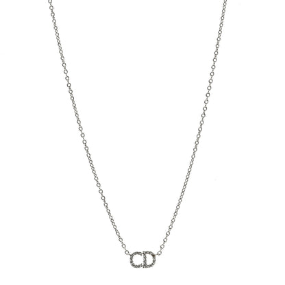 Christian Dior Metal Crystal Clair D Lune Necklace Silver 1 of 5