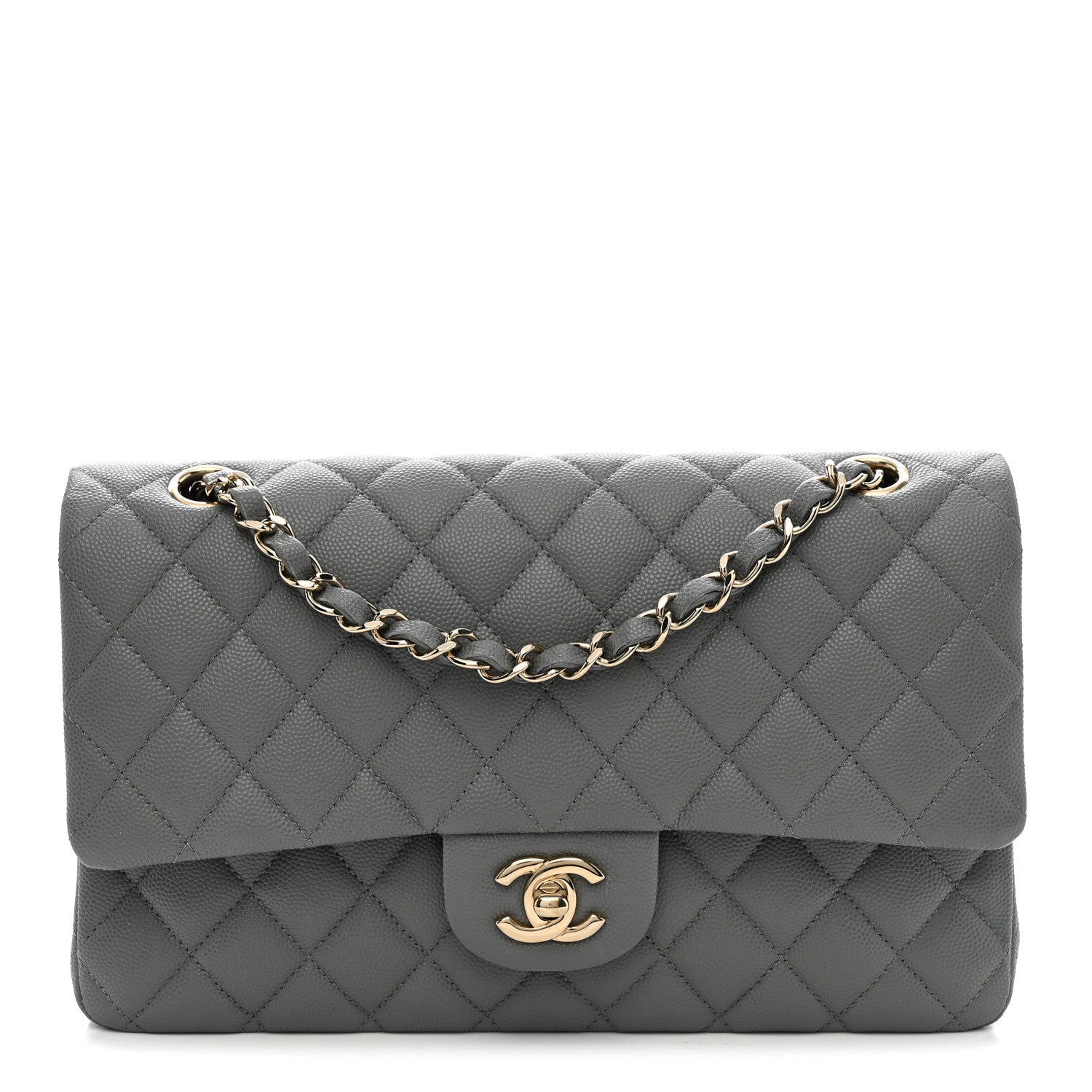 Chanel Caviar Quilted Medium Double Flap Grey 1 of 11