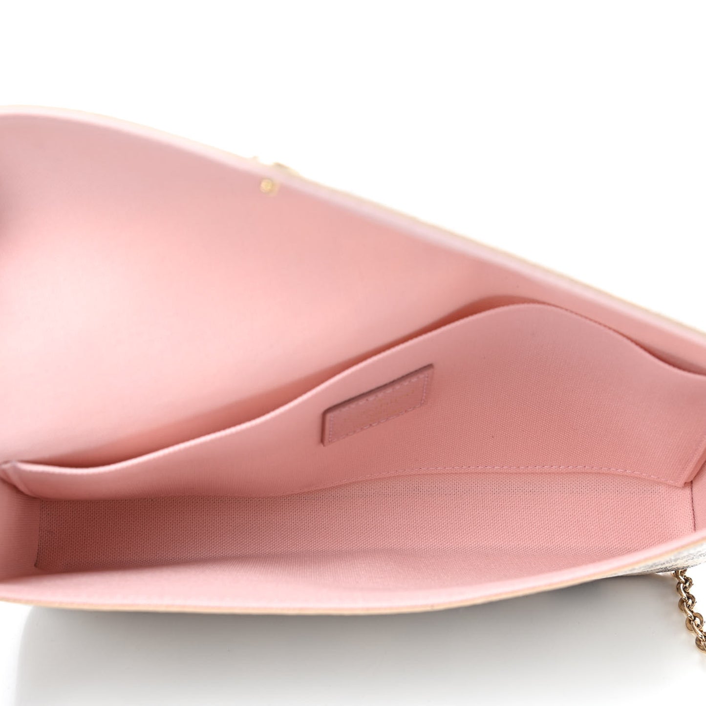 Damier Azur Pochette Felicie Chain Wallet Rose Ballerine