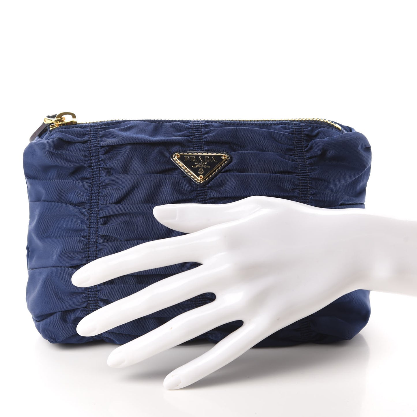 Tessuto Nylon Gaufre Cosmetic Pouch Bluette
