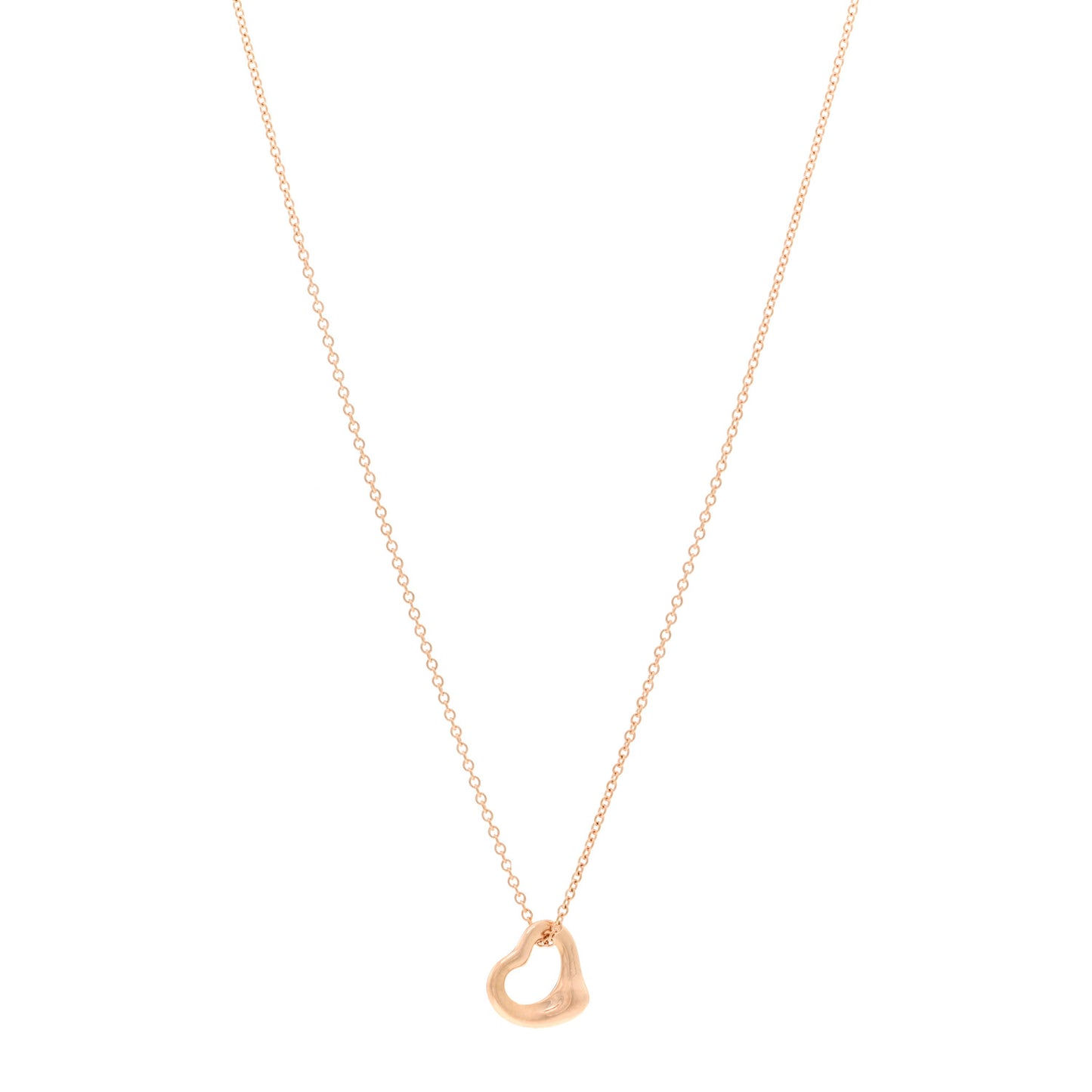 18K Rose Gold 11mm Elsa Peretti Open Heart Pendant Necklace