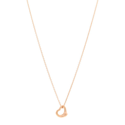 Tiffany 18K Rose Gold 11mm Elsa Peretti Open Heart Pendant Necklace 1 of 4