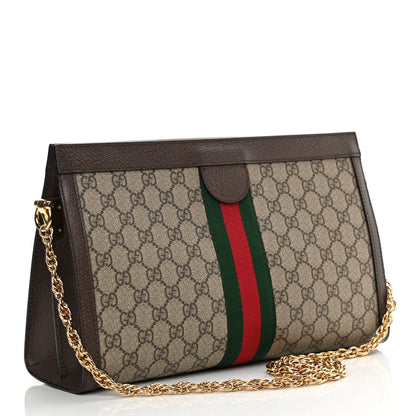 Gucci GG Supreme Monogram Web Medium Ophidia Chain Shoulder Bag Brown 3 of 11