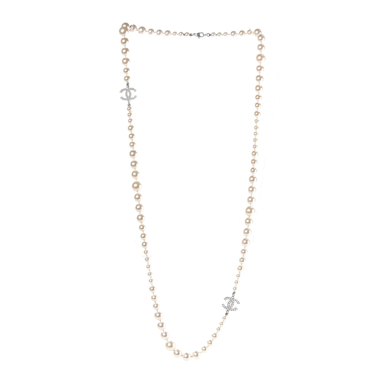 Chanel Pearl CC Long Necklace Silver 3 of 4