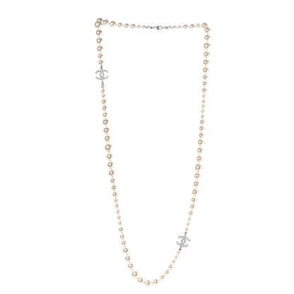 Chanel Pearl CC Long Necklace Silver 3 of 4