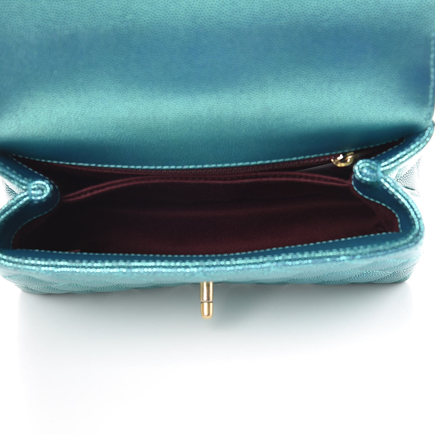 Metallic Caviar Quilted Mini Coco Handle Flap Blue