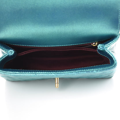 Chanel Metallic Caviar Quilted Mini Coco Handle Flap Blue 5 of 11