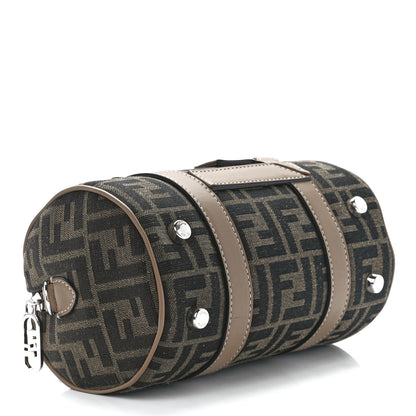 Fendi Recycled Fabric Jacquard Vitello Grace FF 1974 Mini O'Lock Bowling Bag Tobacco Moro Sand 4 of 11