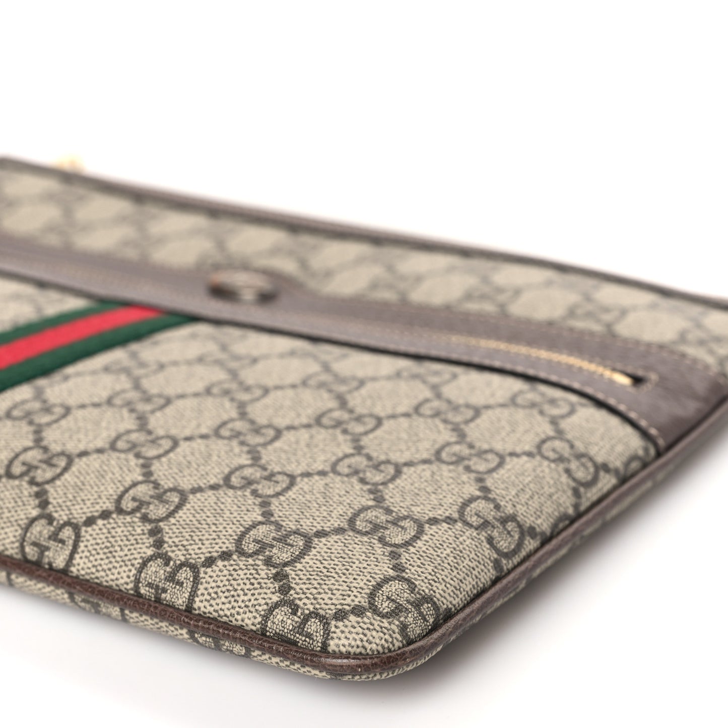 GG Supreme Monogram Large Ophidia Pouch Clutch Brown