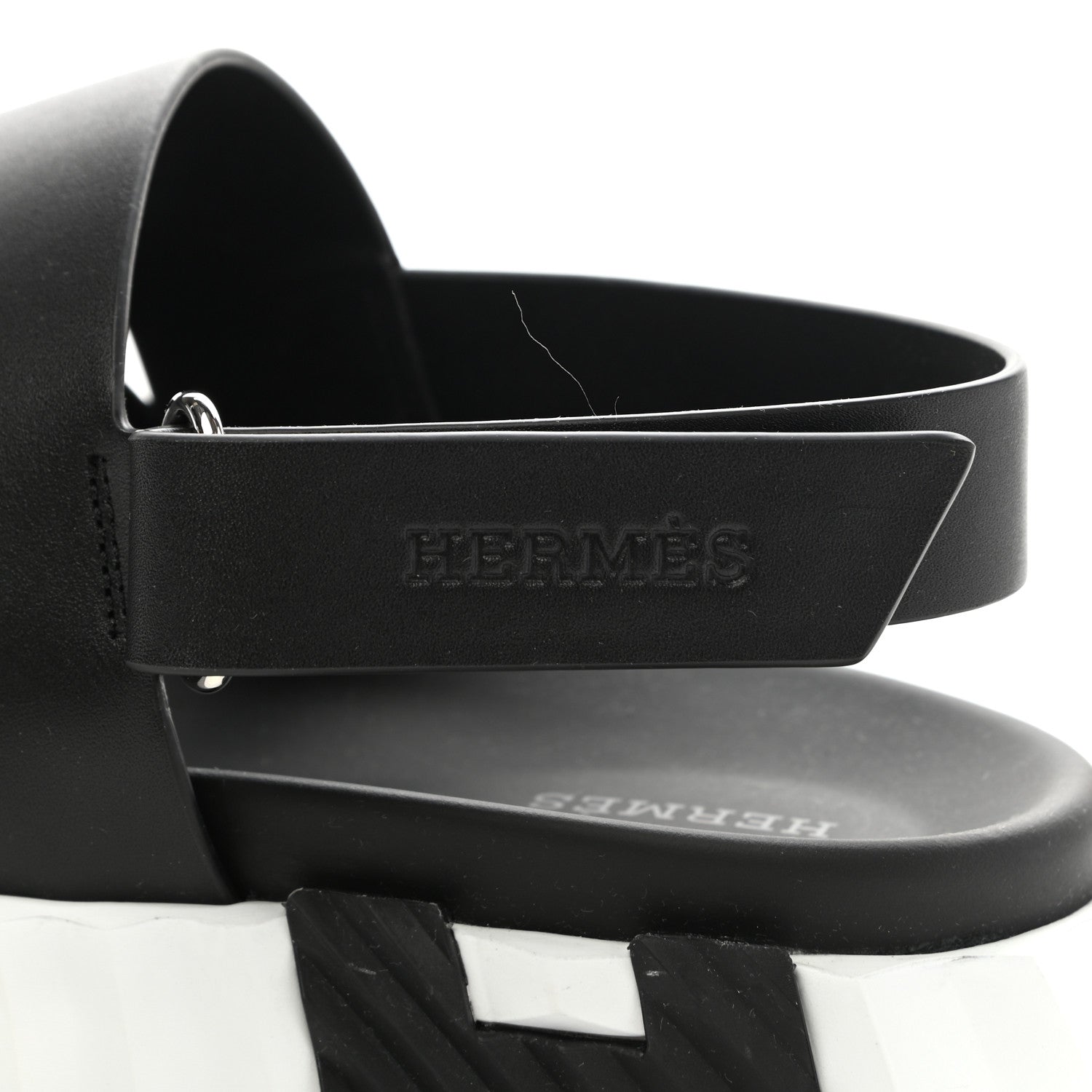 Hermes Calfskin Goatskin Mens Electric Sandals 43 Black White 6 of 9