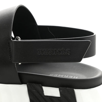 Hermes Calfskin Goatskin Mens Electric Sandals 43 Black White 6 of 9