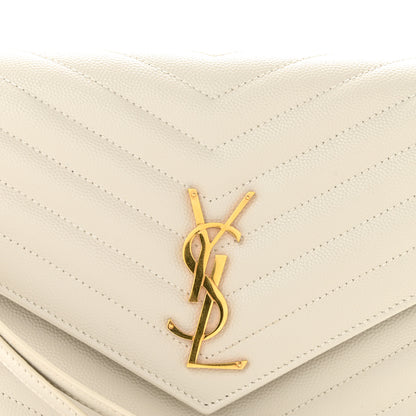 Saint Laurent Grain De Poudre Matelasse Chevron Monogram Envelope Clutch Crema Soft 12 of 13