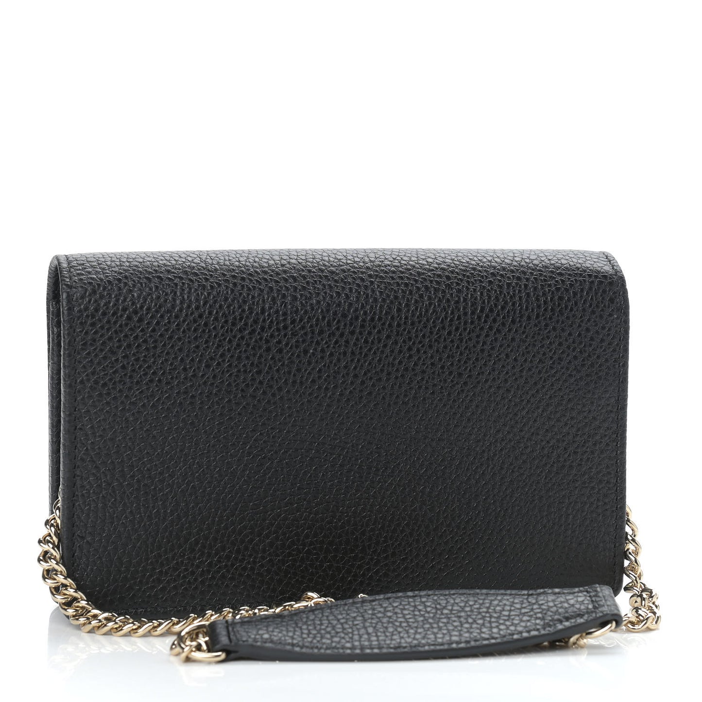 Pebbled Calfskin Soho Wallet on Chain Black