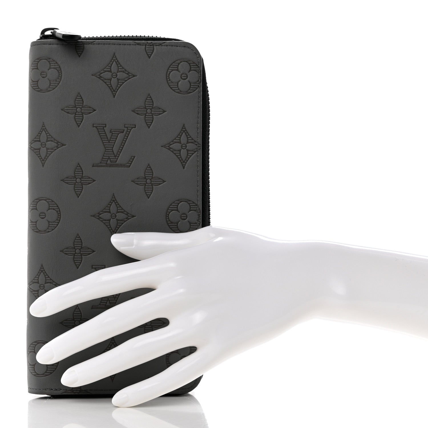 Louis Vuitton Calfskin Monogram Shadow Vertical Zippy Wallet Anthracite Gray 2 of 8