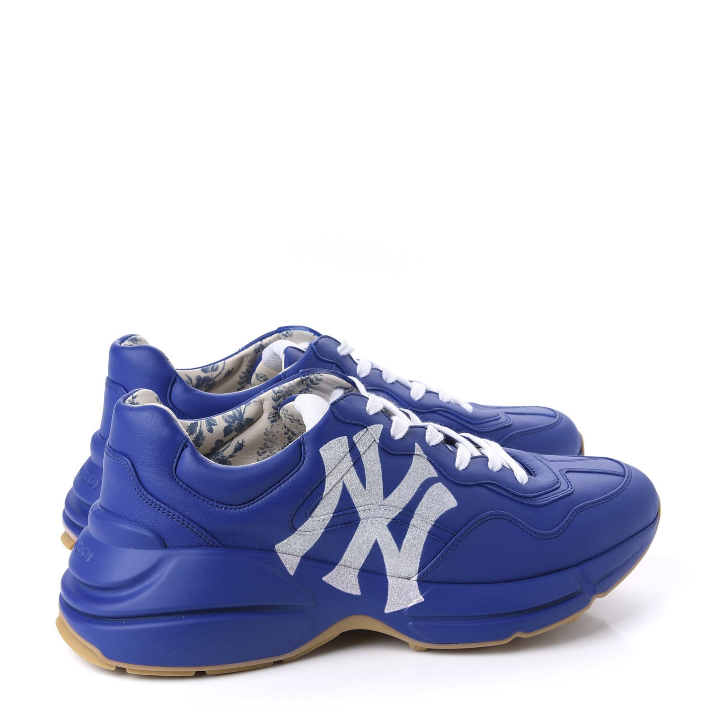 X MLB Calfskin NY Yankees Mens Rhyton Sneakers 9 Electric Blue