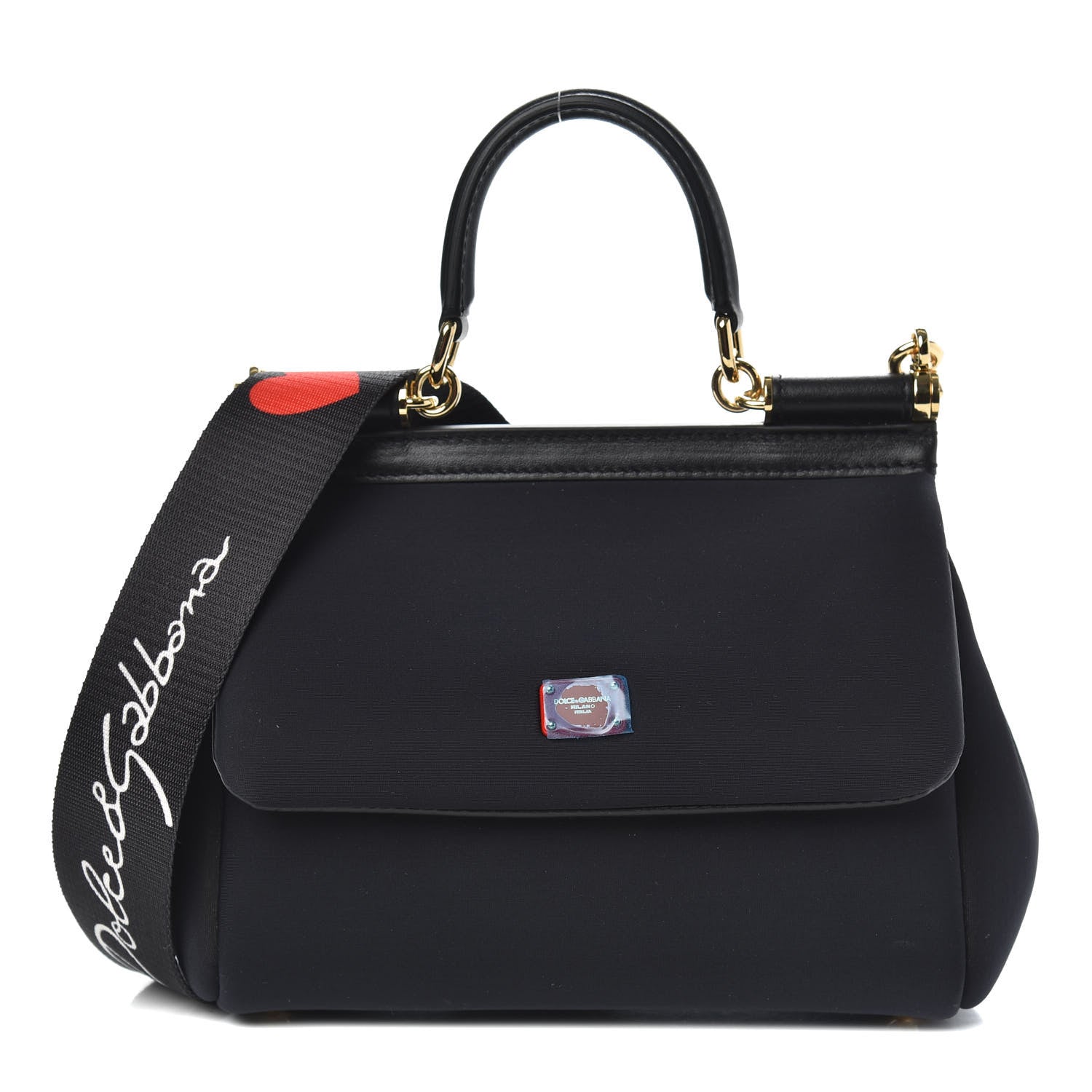 Dolce & Gabbana Neoprene Small Miss Sicily Satchel Black 1 of 9