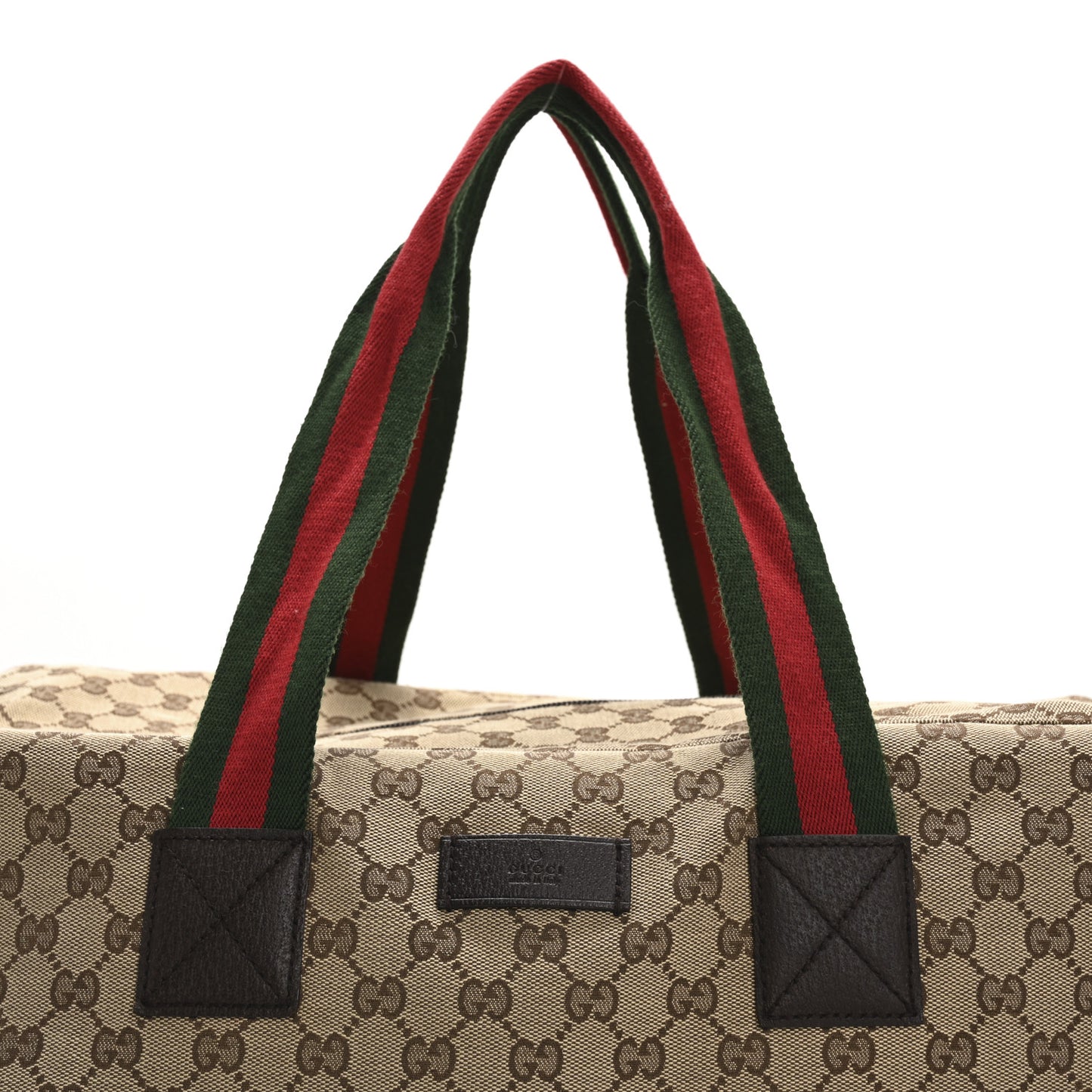 GG Monogram Web Large Collapsible Carry On Duffle Beige Brown