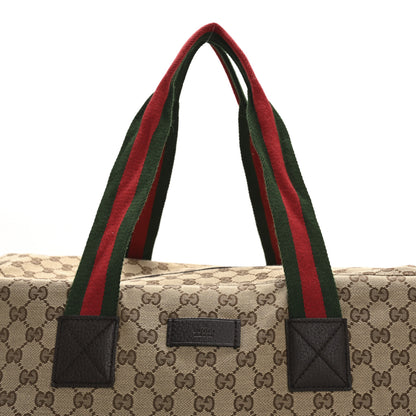 Gucci GG Monogram Web Large Collapsible Carry On Duffle Beige Brown 8 of 13
