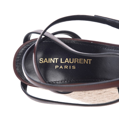 Saint Laurent Calfskin Cassandra Espadrille 105 Wedges 40 Chocolate 7 of 10