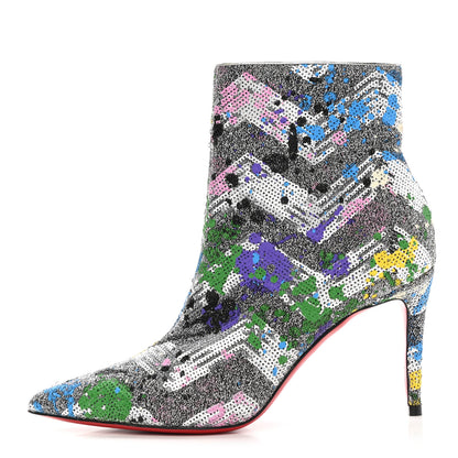 Christian Louboutin Paillette Splash So Kate Booty 85 Ankle Boots 36 Silver Multicolor 1 of 7