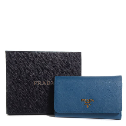 Prada Saffiano Metal Flap Wallet Cobalto 9 of 9