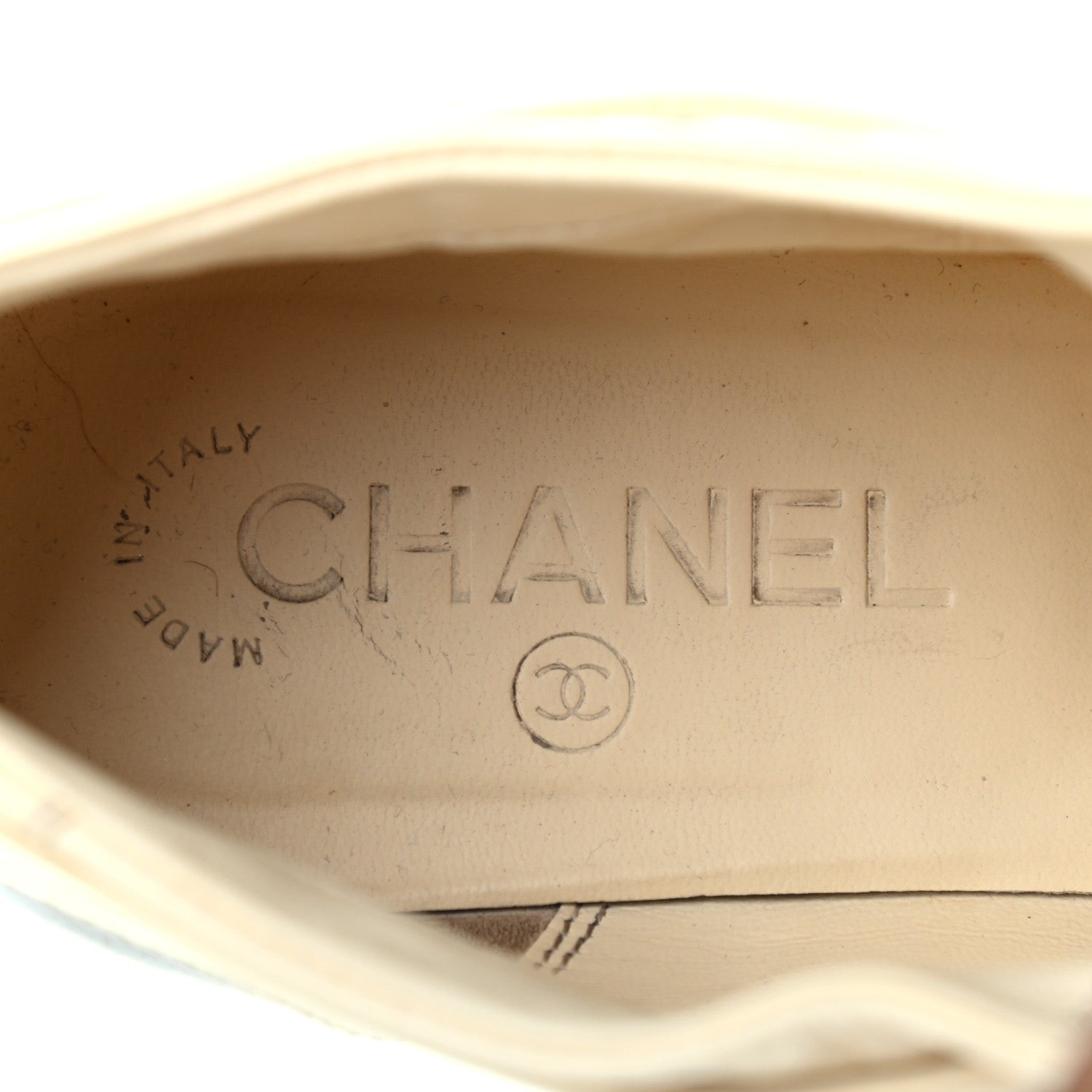 Chanel Lambskin Patent Calfskin CC Sneakers 39.5 White Black 6 of 10