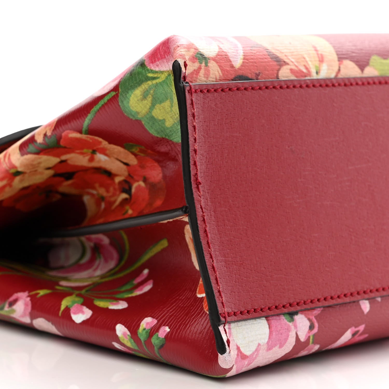 Gucci Shangai Calfskin Blooms Print Small Bamboo Daily Top Handle Bag Romantic Cerise Multicolor 8 of 10