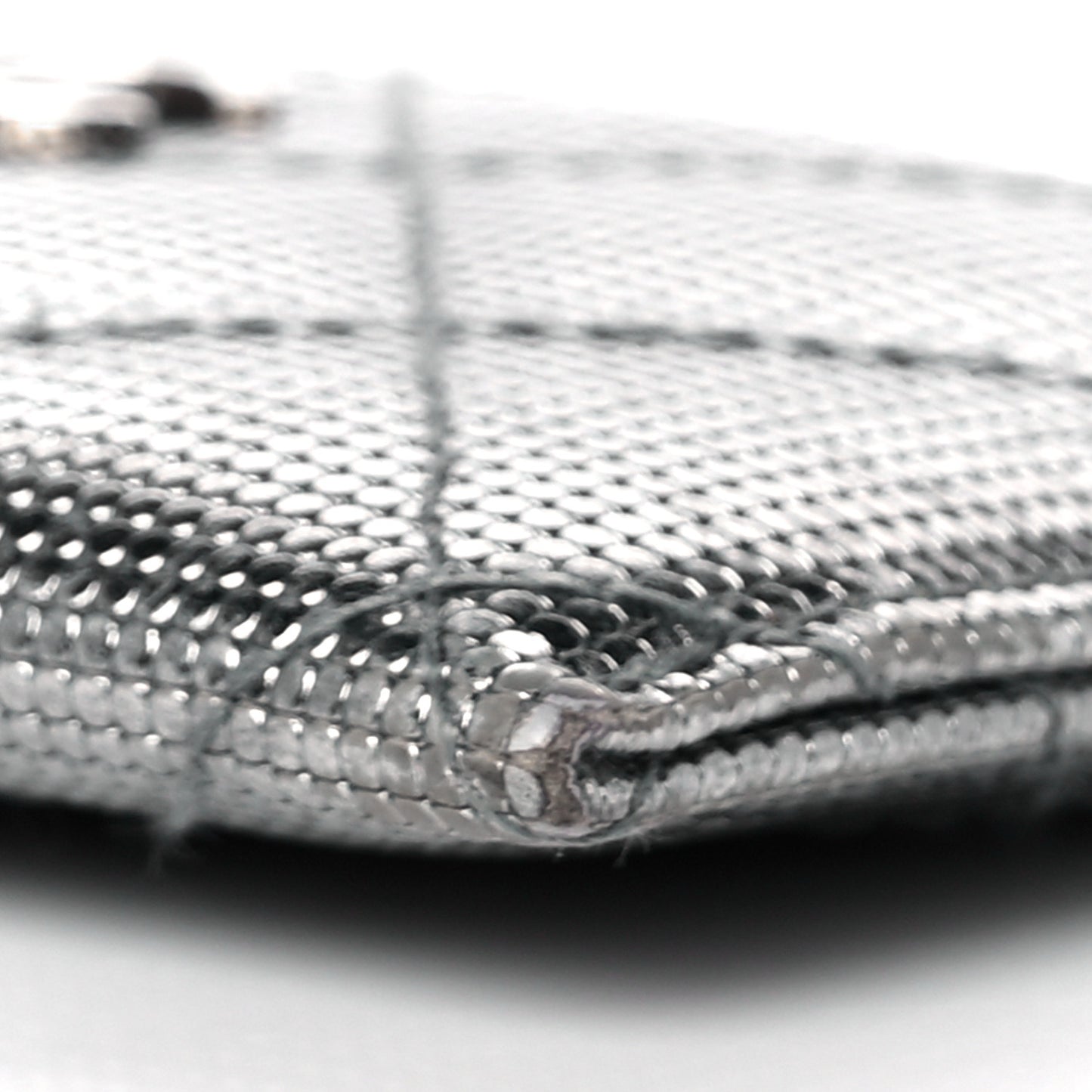 Metallic Calfskin Pixel Effect Card Holder Dark Silver