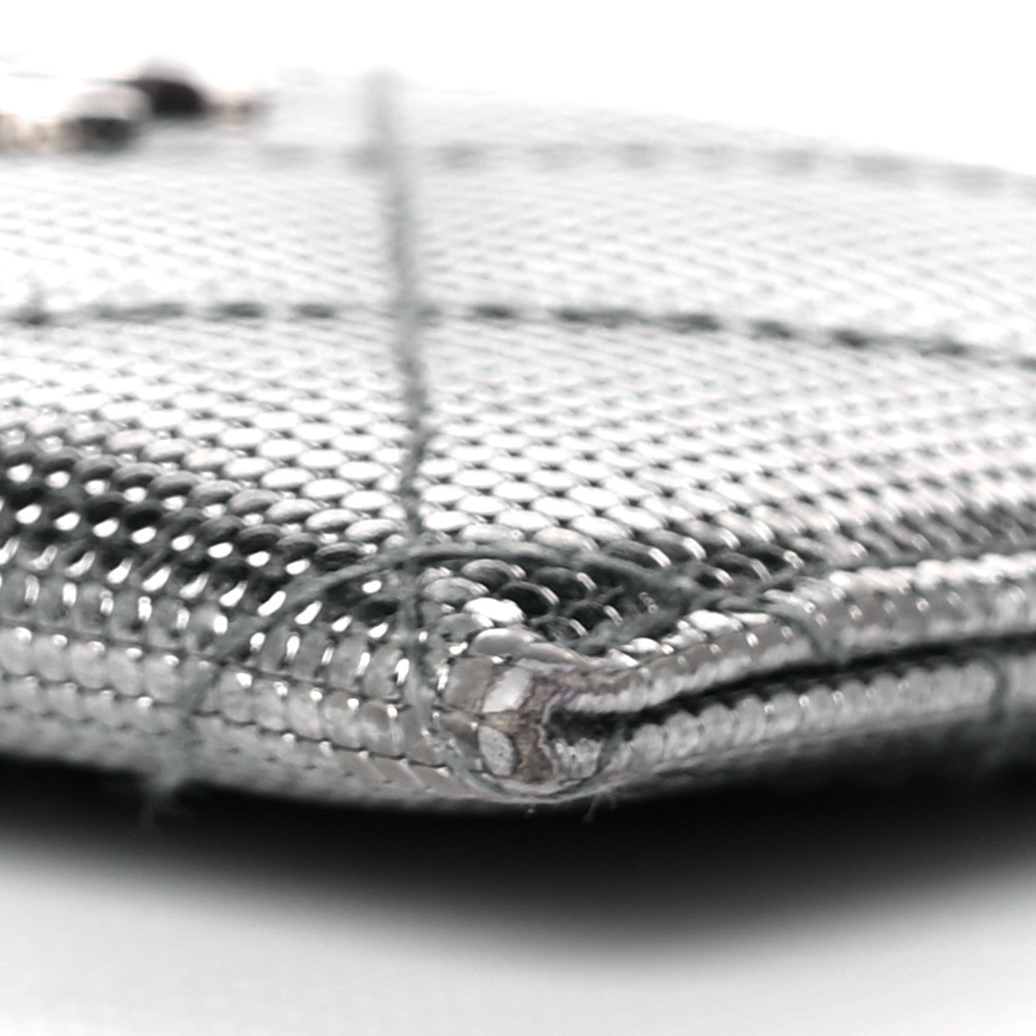 Chanel Metallic Calfskin Pixel Effect Card Holder Dark Silver 10 of 11