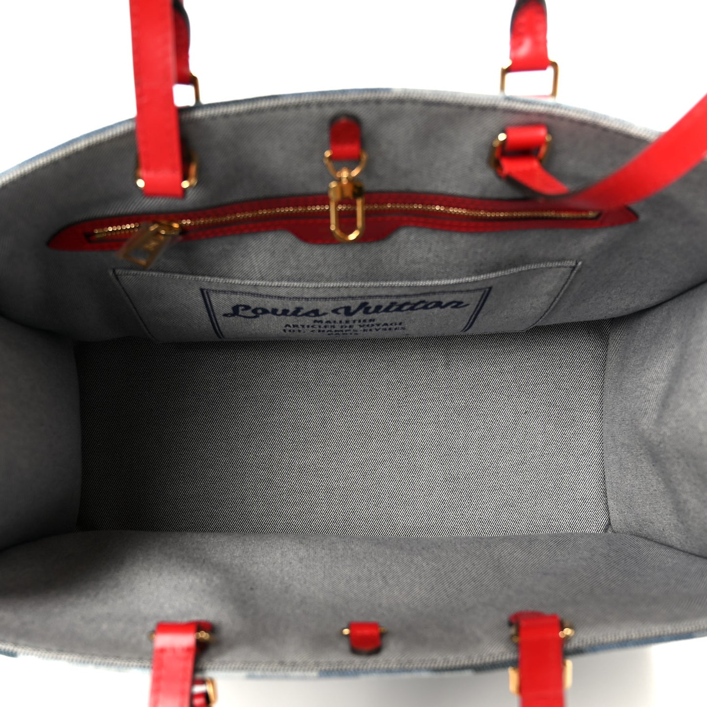 Denim Damier Monogram Onthego Blue Rouge