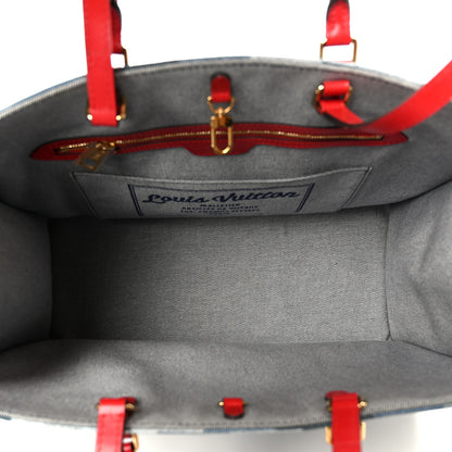 Louis Vuitton Denim Damier Monogram Onthego Blue Rouge 5 of 11