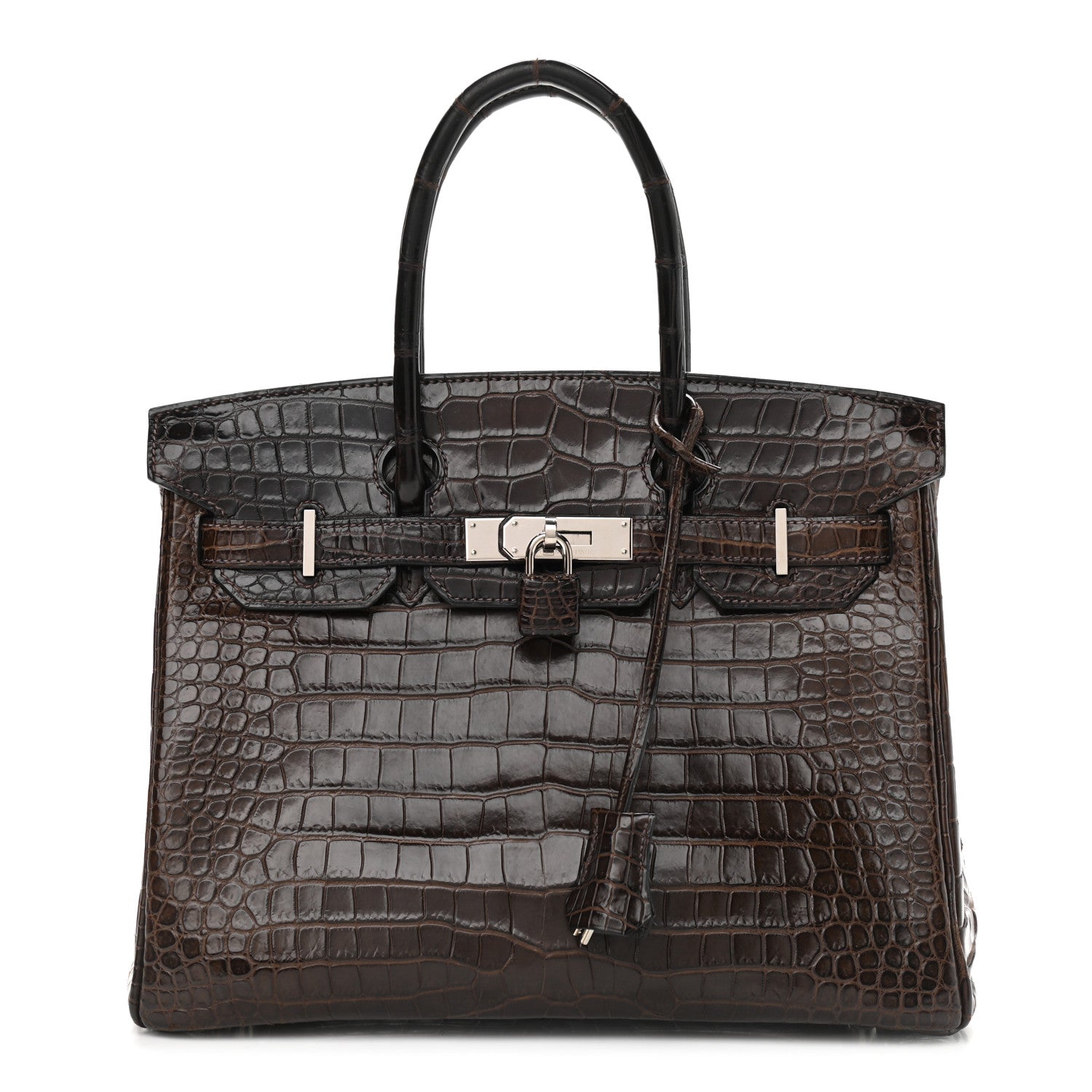 Hermes Shiny Porosus Crocodile Birkin 30 Havane 1 of 14