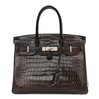Hermes Shiny Porosus Crocodile Birkin 30 Havane 1 of 14