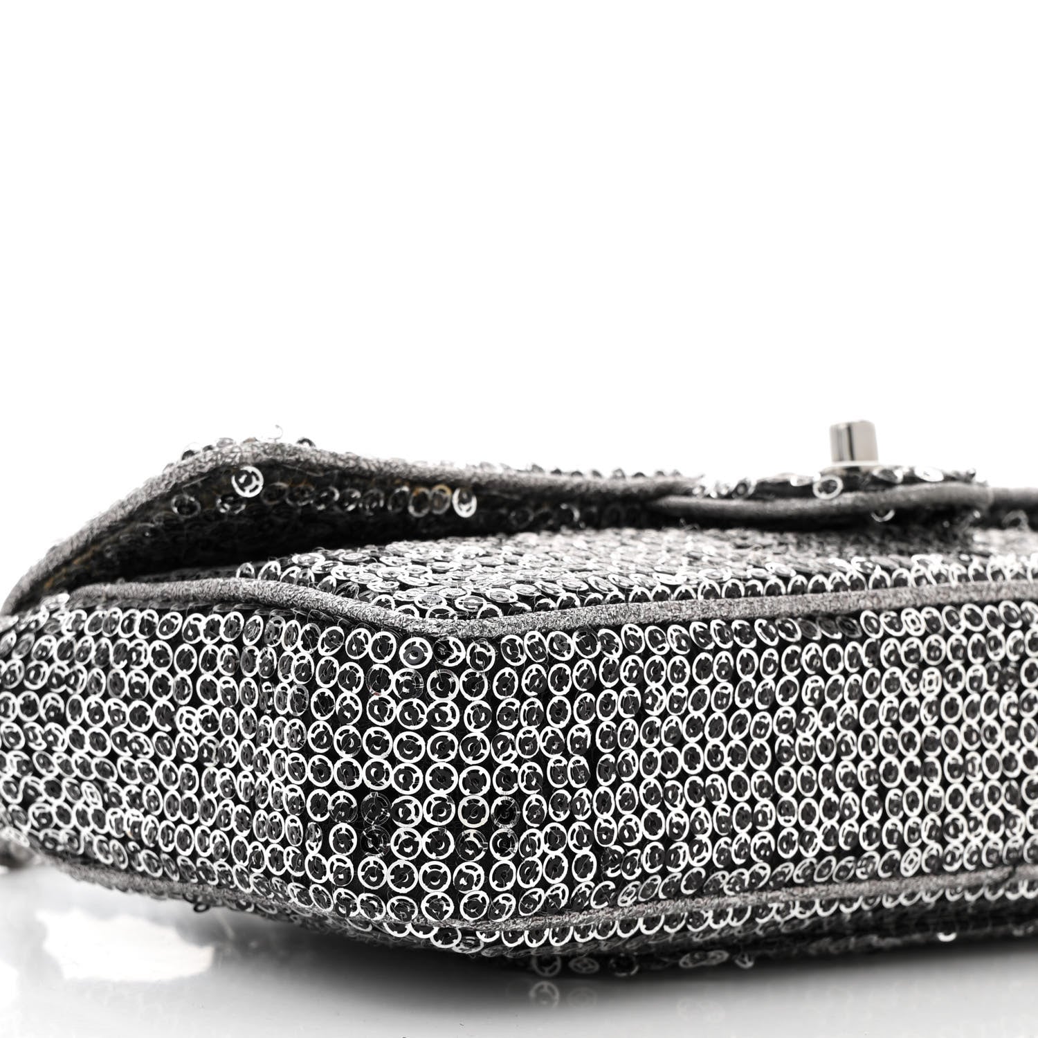 Chanel Sequin East West Flap Dark Silver 9 of 10