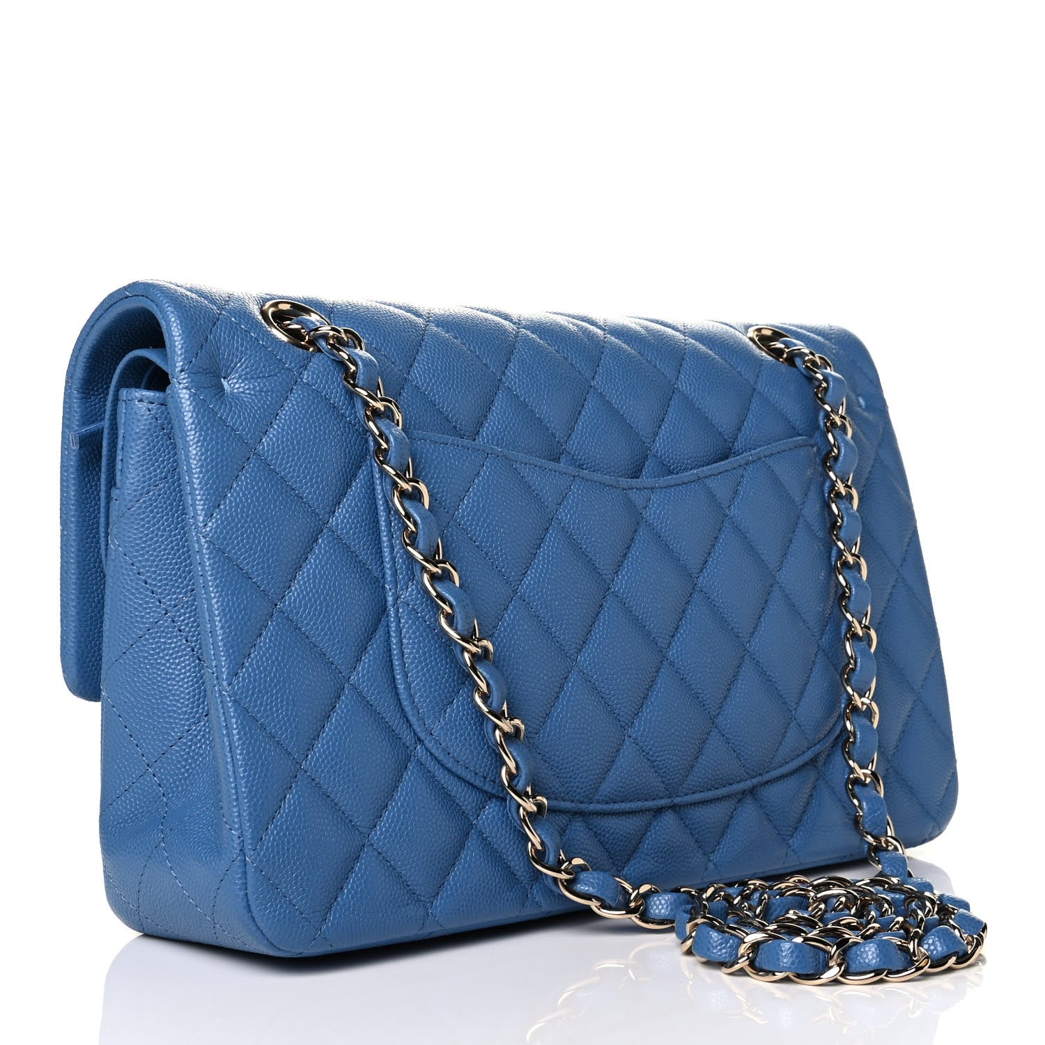 Chanel Caviar Quilted Medium Double Flap Blue 2 of 5